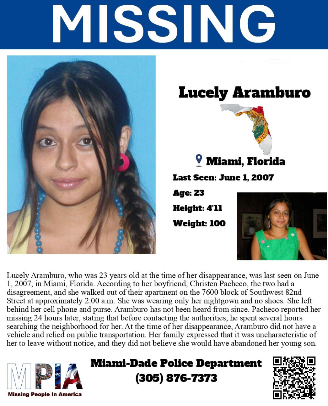 Missing: Lucely Aramburo, 23 Miami, Florida 