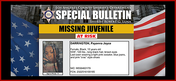 Missing: Payonna Joyce Darrington, 12, Los Angeles